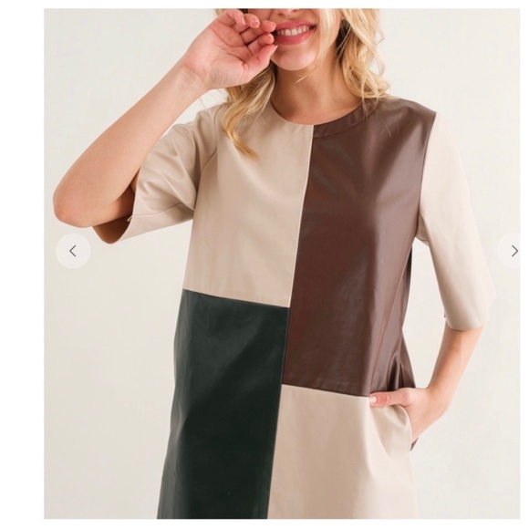 Color Block faux leather dress - Picture 4 of 4